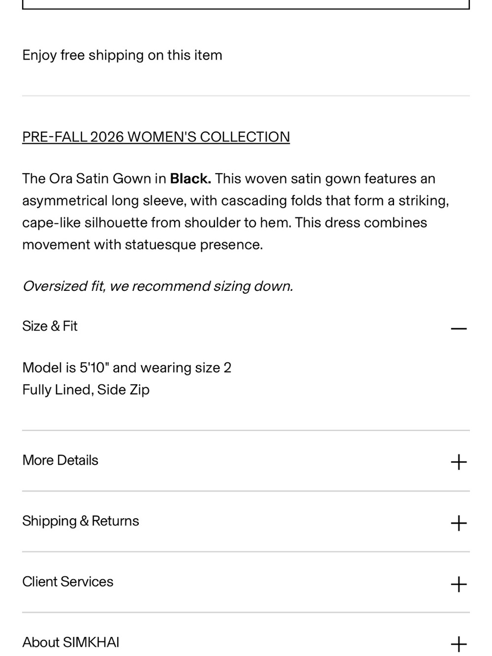 Current season! SIMKHAI Ora Satin Gown size 6 in black satin NWOT - Picture 9 of 9
